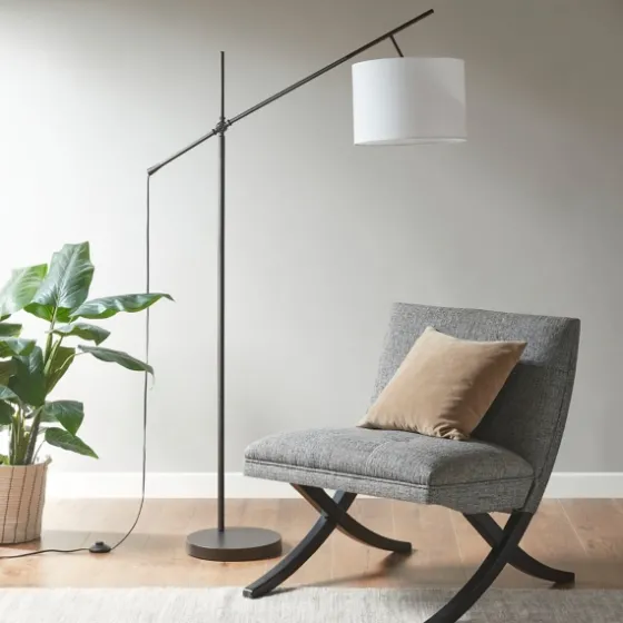 Black Adjustable Arm Modern Floor Lamp-Kirkland's Home Clearance