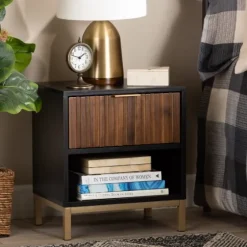 Black And Brown Single Drawer Nightstand-Kirkland's Home Sale