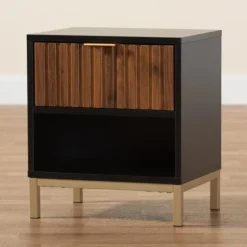 Black And Brown Single Drawer Nightstand-Kirkland's Home Sale