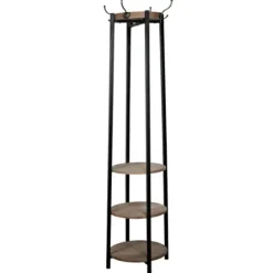 Black And Brown Wood And Metal Shelf Coat Rack-Kirkland's Home Online