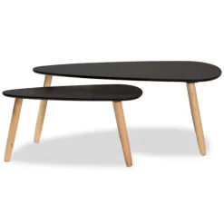 Black And Brown Wood Coffee Tables, Set Of 2-Kirkland's Home Shop