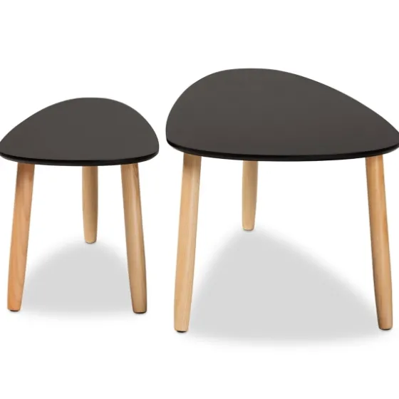Black And Brown Wood Coffee Tables, Set Of 2-Kirkland's Home Shop