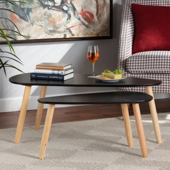 Black And Brown Wood Coffee Tables, Set Of 2-Kirkland's Home Shop
