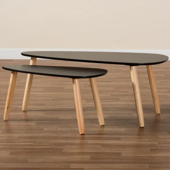 Black And Brown Wood Coffee Tables, Set Of 2-Kirkland's Home Shop