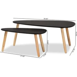 Black And Brown Wood Coffee Tables, Set Of 2-Kirkland's Home Shop