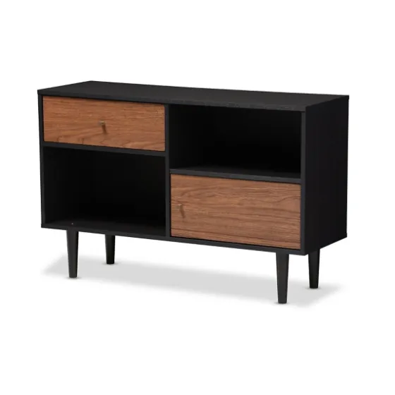 Black And Brown Wood Open Shelf Cabinet-Kirkland's Home Sale