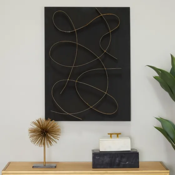 Black And Gold Abstract Wall Plaque-Kirkland's Home Cheap