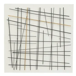 Black And Gold Iron Abstract Lines Plaque-Kirkland's Home Clearance