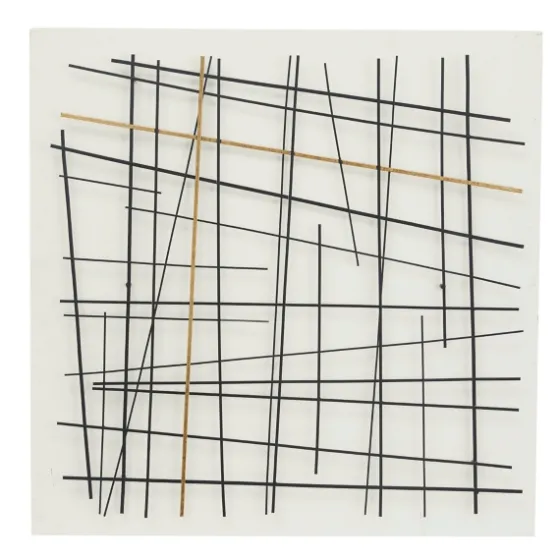 Black And Gold Iron Abstract Lines Plaque-Kirkland's Home Clearance