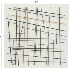 Black And Gold Iron Abstract Lines Plaque-Kirkland's Home Clearance