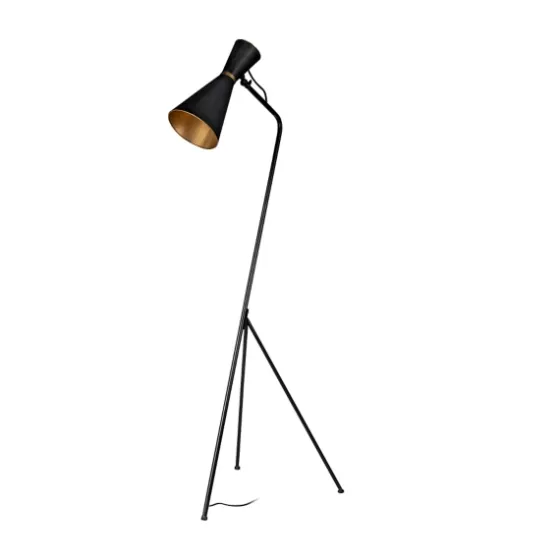 Black And Gold Lined Metal Tripod Floor Lamp-Kirkland's Home Outlet