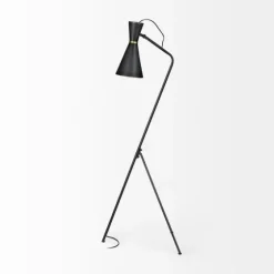 Black And Gold Lined Metal Tripod Floor Lamp-Kirkland's Home Outlet