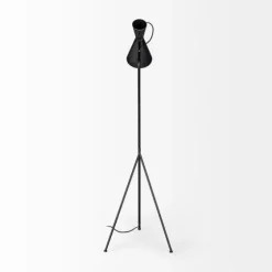 Black And Gold Lined Metal Tripod Floor Lamp-Kirkland's Home Outlet