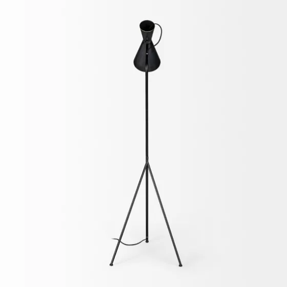 Black And Gold Lined Metal Tripod Floor Lamp-Kirkland's Home Outlet