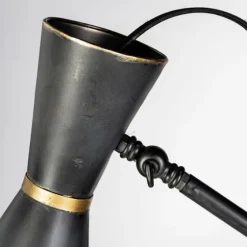 Black And Gold Lined Metal Tripod Floor Lamp-Kirkland's Home Outlet
