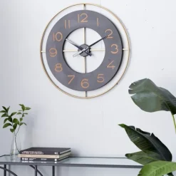 Black And Gold Open Frame Axis Clock-Kirkland's Home Cheap