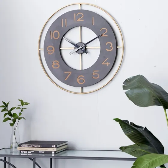 Black And Gold Open Frame Axis Clock-Kirkland's Home Cheap