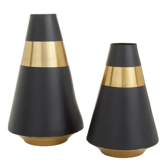 Black And Gold Reverse Cone Vases, Set Of 2-Kirkland's Home New