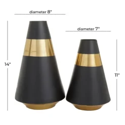Black And Gold Reverse Cone Vases, Set Of 2-Kirkland's Home New