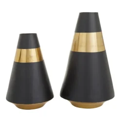 Black And Gold Reverse Cone Vases, Set Of 2-Kirkland's Home New