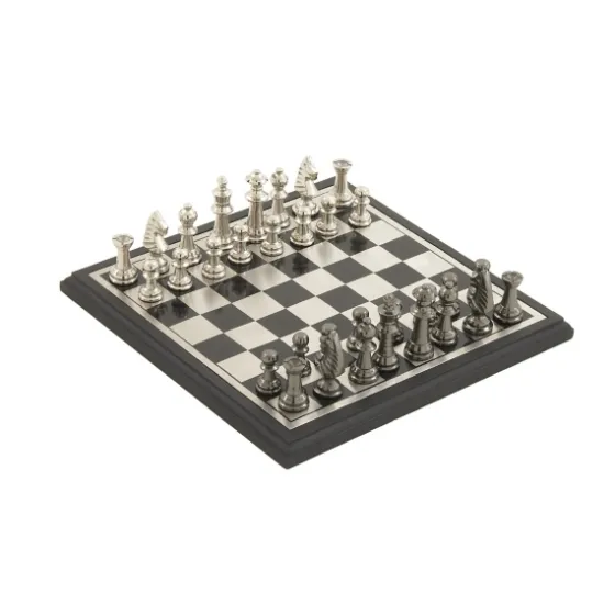 Black And Gray Beveled Board Aluminum Chess Set-Kirkland's Home Clearance