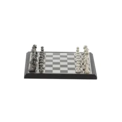 Black And Gray Beveled Board Aluminum Chess Set-Kirkland's Home Clearance