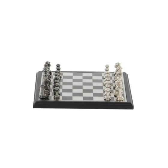 Black And Gray Beveled Board Aluminum Chess Set-Kirkland's Home Clearance