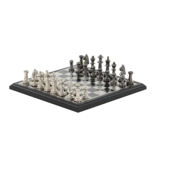 Black And Gray Beveled Board Aluminum Chess Set-Kirkland's Home Clearance