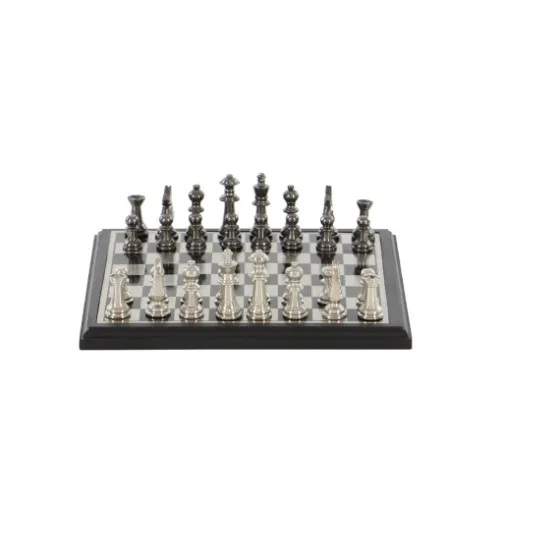 Black And Gray Beveled Board Aluminum Chess Set-Kirkland's Home Clearance