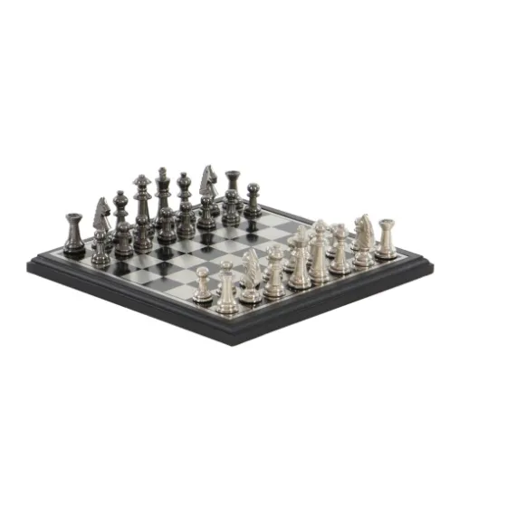 Black And Gray Beveled Board Aluminum Chess Set-Kirkland's Home Clearance