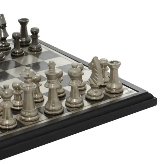Black And Gray Beveled Board Aluminum Chess Set-Kirkland's Home Clearance