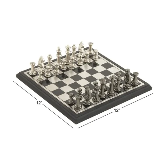Black And Gray Beveled Board Aluminum Chess Set-Kirkland's Home Clearance