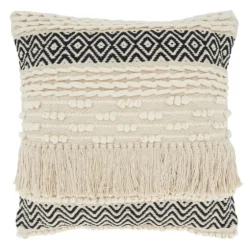 Black And Ivory Moroccan Textured Pillow-Kirkland's Home Outlet