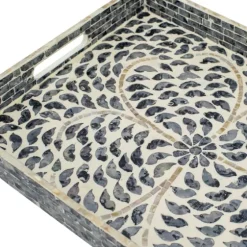 Black And Ivory Mosaic Capiz Shell Tray-Kirkland's Home New