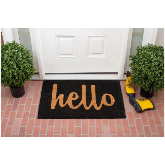 Black And Natural Coir Hello Doormat, 36X24 In.-Kirkland's Home Best Sale