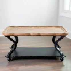 Black And Natural Corina Scalloped Coffee Table-Kirkland's Home Online