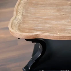 Black And Natural Corina Scalloped Coffee Table-Kirkland's Home Online