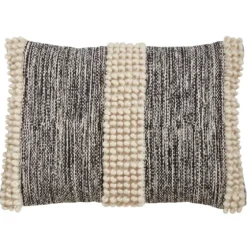 Black And Natural Pom Pom Stripe Lumbar Pillow-Kirkland's Home Cheap