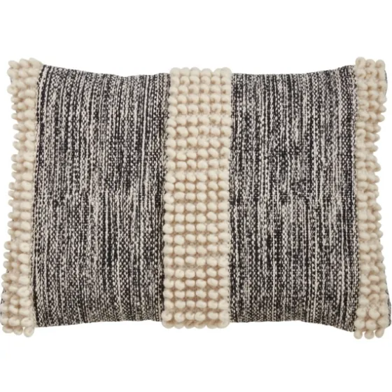 Black And Natural Pom Pom Stripe Lumbar Pillow-Kirkland's Home Cheap