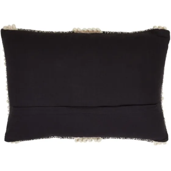 Black And Natural Pom Pom Stripe Lumbar Pillow-Kirkland's Home Cheap