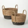 Black And Natural Rattan Woven Baskets, Set Of 2-Kirkland's Home Shop