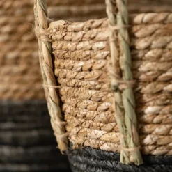 Black And Natural Rattan Woven Baskets, Set Of 2-Kirkland's Home Shop