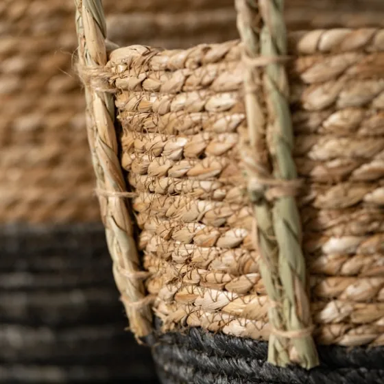 Black And Natural Rattan Woven Baskets, Set Of 2-Kirkland's Home Shop