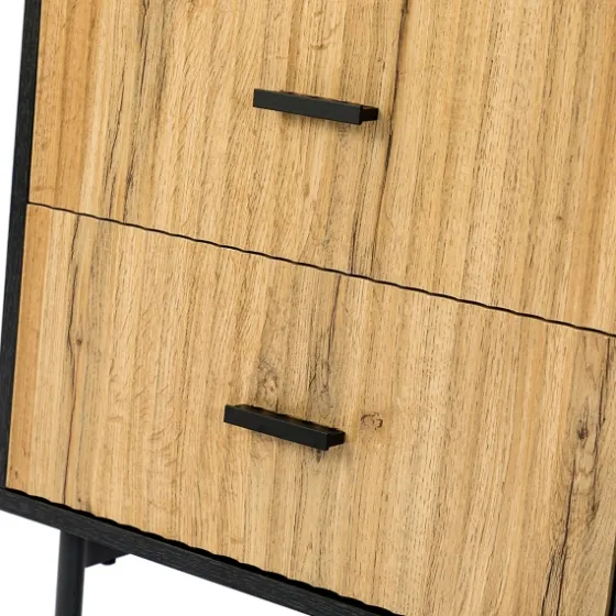 Black And Natural Wood 2-Drawer Nightstand-Kirkland's Home Store