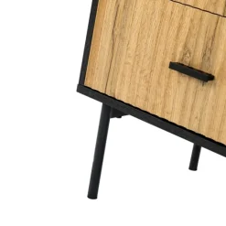 Black And Natural Wood 2-Drawer Nightstand-Kirkland's Home Store