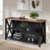 Black And Rustic Oak Wood Farmhouse Console Table-Kirkland's Home Fashion