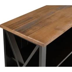Black And Rustic Oak Wood Farmhouse Console Table-Kirkland's Home Fashion