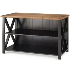 Black And Rustic Oak Wood Farmhouse Console Table-Kirkland's Home Fashion