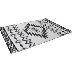 Black And White Aztec Outdoor Area Rug, 4X6-Kirkland's Home Outlet