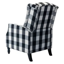 Black And White Buffalo Check Wingback Recliner-Kirkland's Home Sale